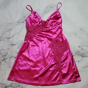 Hello Molly Magnetic Connection Pink Satin Mini Dress